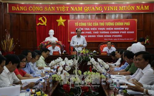 Tổ công tác của Thủ tướng Chính phủ làm việc tại Bình Phước 